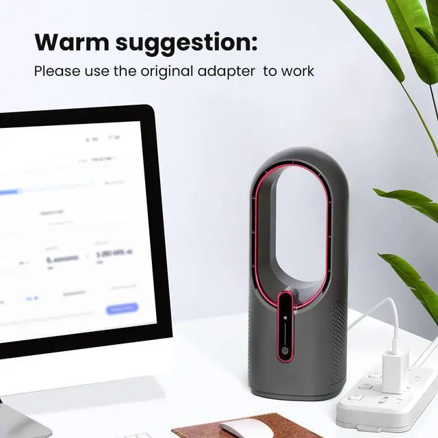 Alt view image 14 of 14 - Desk Fan Bladeless, 11.8 Inch Office Fan Small, Quiet, 3 Speed Adjustment, Touch Control, Easy to Clean, Desk Fans Small Quiet, Ideal for Office, Living Room, Bedroom