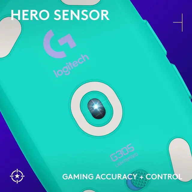 Alt view image 9 of 15 - G305 Lightspeed Wireless Gaming Mouse, Hero Sensor, 12,000 DPI, Lightweight, 6 Programmable Buttons, 250h Battery, On-Board Memory, Compatible with PC, Mac - Mint