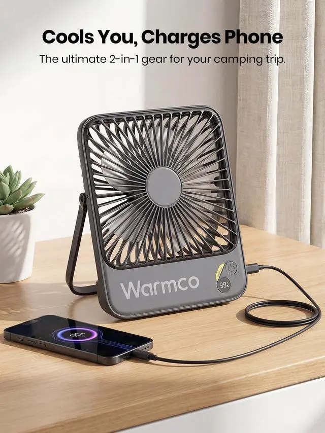 Alt view image 12 of 14 - 10000mAh Portable Travel Fan 7-inch, Max 24H Runtime, Ultra-thin Quiet Rechargeable Battery Operated Desk Fan with Digital Display for Camping, Office, Bedroom, Cruise Essentials