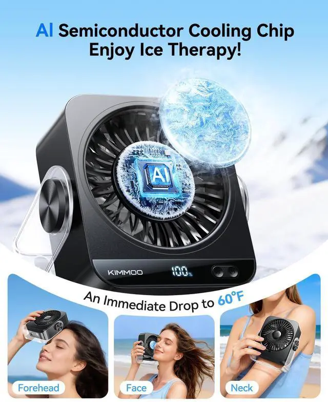 Alt view image 9 of 14 - USB Desk Fan for Bedroom, 199 Speeds Turbo Airflow, Portable Fan with Ice Cooling, Digital Display Quiet Table Fan, 270° Rotating Small Rechargeable Battery Desktop Fans for Home Office (Black)