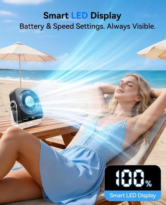 Alt view image 14 of 14 - USB Desk Fan for Bedroom, 199 Speeds Turbo Airflow, Portable Fan with Ice Cooling, Digital Display Quiet Table Fan, 270° Rotating Small Rechargeable Battery Desktop Fans for Home Office (Black)