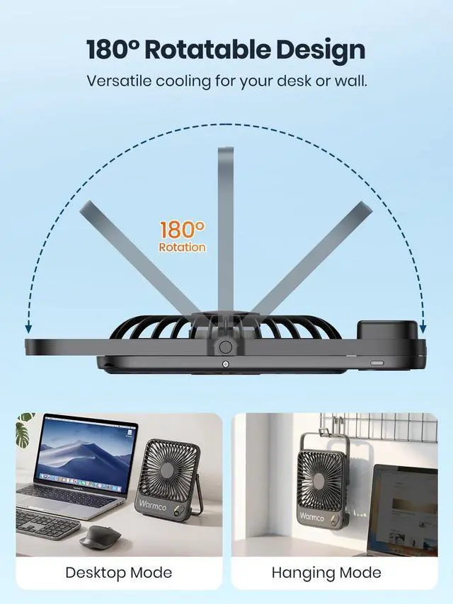 Alt view image 14 of 14 - 10000mAh Portable Travel Fan 7-inch, Max 24H Runtime, Ultra-thin Quiet Rechargeable Battery Operated Desk Fan with Digital Display for Camping, Office, Bedroom, Cruise Essentials