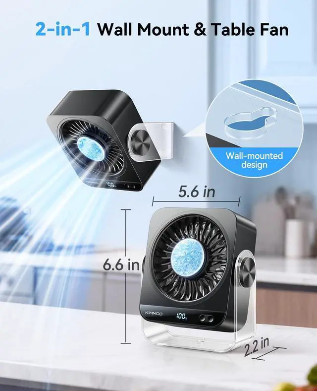 Alt view image 13 of 14 - USB Desk Fan for Bedroom, 199 Speeds Turbo Airflow, Portable Fan with Ice Cooling, Digital Display Quiet Table Fan, 270° Rotating Small Rechargeable Battery Desktop Fans for Home Office (Black)