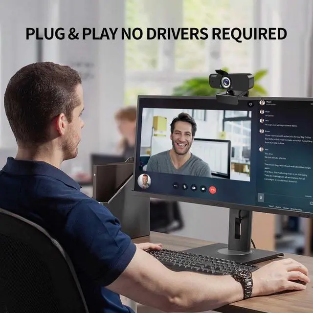 Alt view image 11 of 12 - 1080P Webcam for Computer/Laptop/Desktop/PC, External Camera with Microphone, USB Plug&Play, Auto Low Light Correction, Privacy Cover, Tripod, Wide Angle for Meeting/Online Video/Zoom
