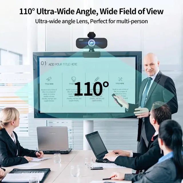 Alt view image 8 of 12 - 1080P Webcam for Computer/Laptop/Desktop/PC, External Camera with Microphone, USB Plug&Play, Auto Low Light Correction, Privacy Cover, Tripod, Wide Angle for Meeting/Online Video/Zoom