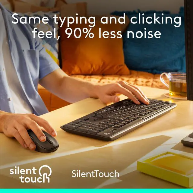 Alt view image 10 of 14 - MK295 Wireless Mouse & Keyboard Combo with SilentTouch Technology, Full Numpad, Advanced Optical Tracking, Lag-Free Wireless, 90% Less Noise - Graphite