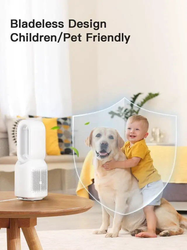 Alt view image 13 of 14 - 13 Inch Desk Fan, Bladeless Table Fan, 106° Oscillating Fan Touch Control with 3 Speeds and Night Light, Small Quiet Desk Fan for Personal, Office, Nightstand