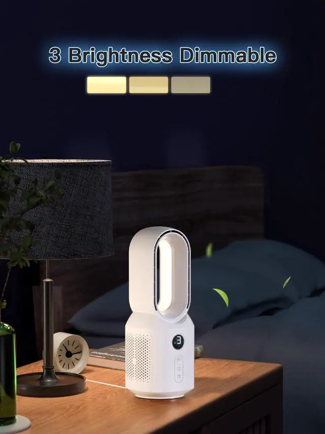 Alt view image 11 of 14 - 13 Inch Desk Fan, Bladeless Table Fan, 106° Oscillating Fan Touch Control with 3 Speeds and Night Light, Small Quiet Desk Fan for Personal, Office, Nightstand