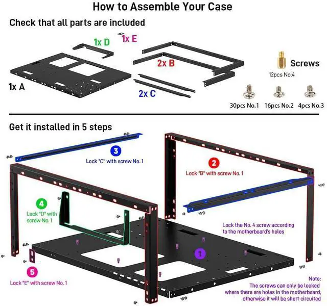Alt view image 9 of 12 - PC Test Bench, Open Air PC Case, Open Frame Computer Chassis, Techbench Server Rack Mount PC Case for ETAX ATX MATX ETAX X79 X99 Micro ATX Motherboards (Stackable)