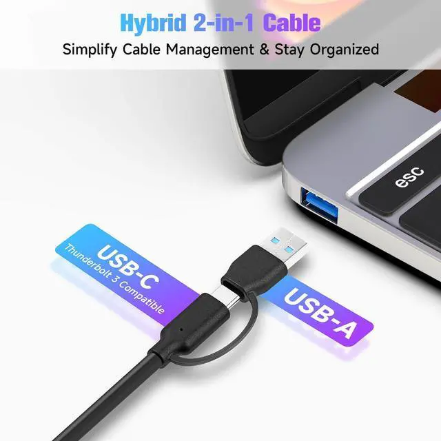 Alt view image 11 of 14 - 7-Port Powered USB 3.2/USB C Hub with 10Gbps USB-A 3.2, 2 USB-C 3.2, 4 USB 3.0 Ports, Individual Touch Switches, 3.3ft Cable and 5V Power Adapter, USB Hub Splitter for Laptop/PC, RSH-ST07C