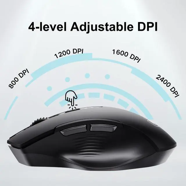 Alt view image 11 of 14 - Wireless Mouse,Upgraded 2.4GHz Rechargeable (Battery Level Visible) Ergonomic Computer Mouse,4 Levels DPI, Wireless Mice for Laptop Computer(Matte Black)