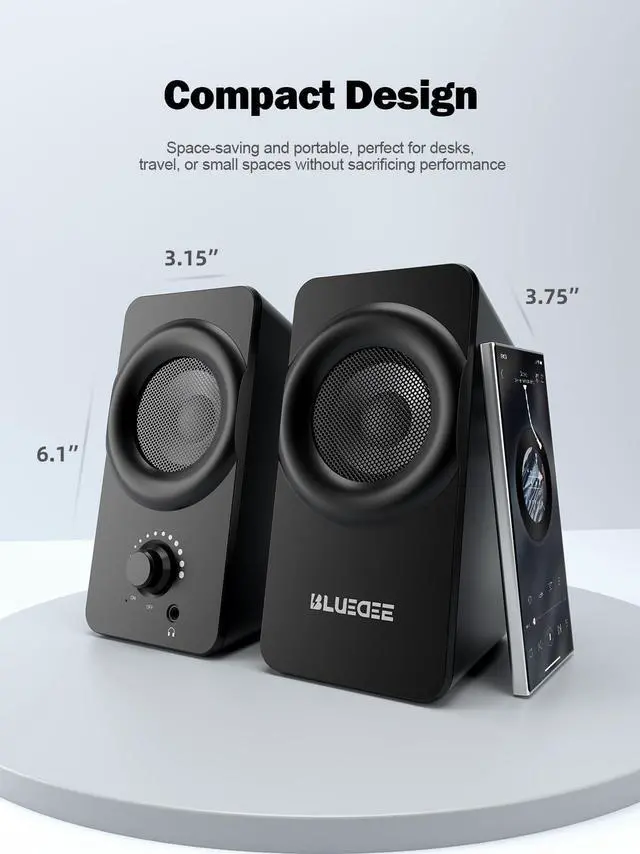 Alt view image 13 of 14 - Computer Speakers for Desktop PC, Dual Driver PC Speakers with RGB Lights, Plug & Play Compact Wired USB Speaker for Laptop & Desktop, USB or USB-C for Power & Audio
