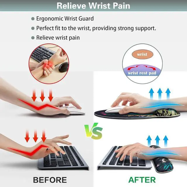 Alt view image 13 of 14 - Mouse Pad with Wrist Rest Set, 3-in-1 Wrist Support Mouse Pad Set, Floral Gaming Mousepad with Anti-Skid Base,Ergonomic Mouse Pad,Memory Foam Keyboard Gel Wrists Rest
