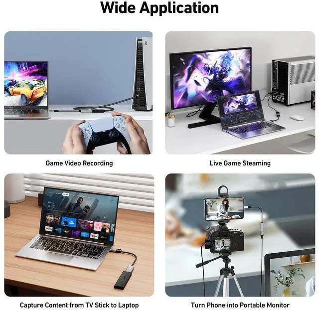 Alt view image 9 of 14 - Video/Audio Capture Card Supporting Full HD 1080P 60FPS for Streaming, Recording, Gaming, Compatible with Switch, PS4, PS5, Xbox, Work with PC/Windows/Mac OS