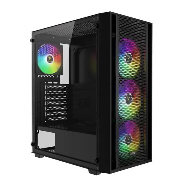 Alt view image 8 of 14 - ATX Mid Tower Computer PC Case with Tempered Glass, 4X 120mm ARGB PWM Fans Gaming Case, Support Up to 6X 120mm Fans, 360mm AIO/Radiator, 260mm GPU/VGA, 160mm CPU Air Cooler