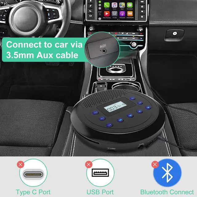 Alt view image 11 of 14 - Rechargeable Portable CD Player with Built-in Speakers, CD Player for Car and Personal Use, Anti-Skip Player with Headphones