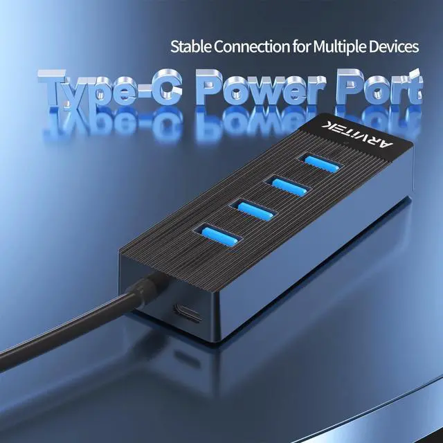 Alt view image 12 of 14 - 10Ft 4-Port USB 3.0 Hub for Desktop, USB Extender Hub 5Gbps, USB Multiport Adapter, USB Splitter w/Long Cable for Desktop, PC, Flash Drive, Mobile HDD, USB Fan (10 Foot / 3m)