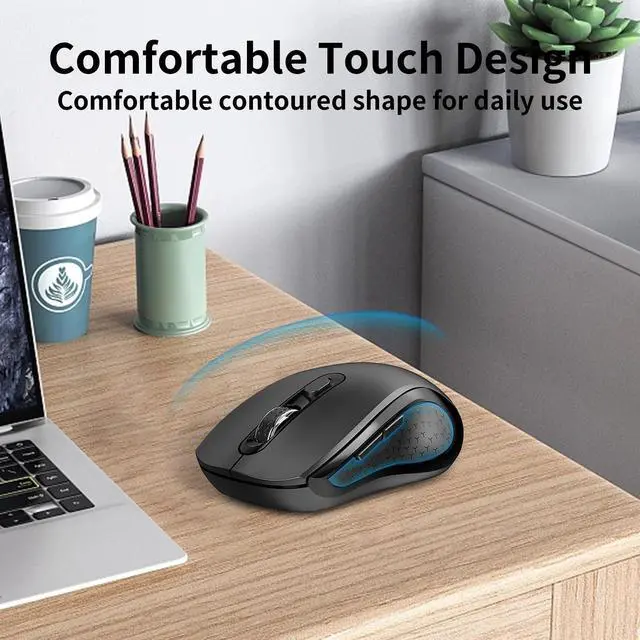 Alt view image 10 of 14 - Wireless Mouse Ergonomic, Side Buttons Mouse, 2400 DPI, Silent and Anti Slip Roller Cordless Mice, 2.4Ghz with USB Receiver, 6 Buttons, Suitable for Laptop PC Chromebook and Windows 11/10/7 - Black