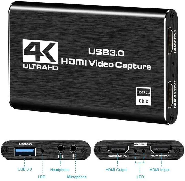 Alt view image 9 of 14 - 4K HDMI Capture Card for Streaming, Full HD 1080P 60FPS USB 3.0 Cam Link Game Audio Video Capture Card, Work with Camera/Nintendo Switch/Xbox/PS4/PS5/PC/OBS (Black)