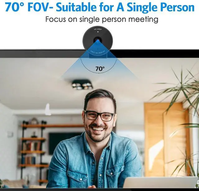 Alt view image 12 of 14 - C950 1080P Webcam - USB Webcam with Microphone & Physical Privacy Cover, Auto Light Correction, Fixed Focus, USB Plug & Play, Ultra Web Cam w/ 70°View for Meeting/Online Classes/Zoom/YouTube