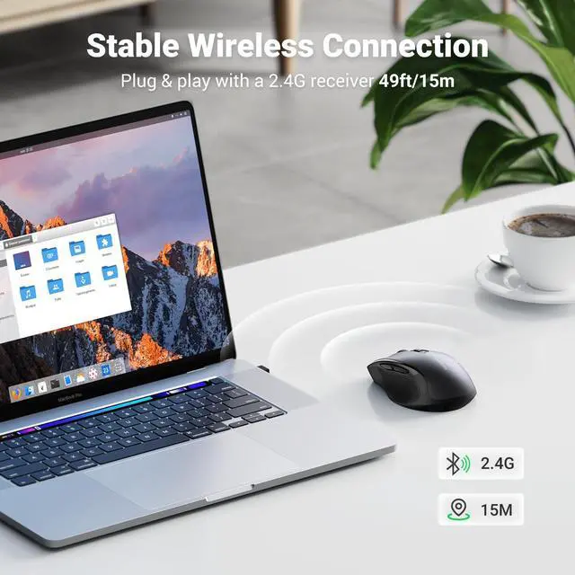 Alt view image 13 of 14 - Wireless Mouse 2.4G with USB Receiver, 5-Level 4000 DPI 6 Buttons,18 Months Battery Life Cordless Mouse, Ergonomic Computer Mice for Laptop, Computer, PC, MacBook, Chromebook Black