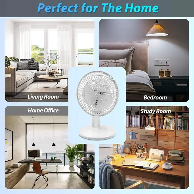 Alt view image 13 of 14 - CZ6D 6" Quiet Portable Indoor 2-Speed Desk Fan with Clip and Fully Adjustable Tilt in White