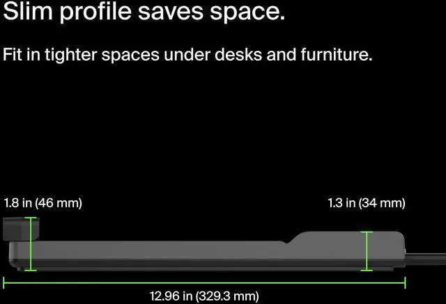 Alt view image 12 of 14 - 12-Outlet Surge Protector Power Strip w/ 12 AC Outlets & 8ft Flat Plug, UL-Listed Heavy-Duty Extension Cord for Home, Office, Travel, Computer, Laptop, Charger - 3,940 Joules of Protection