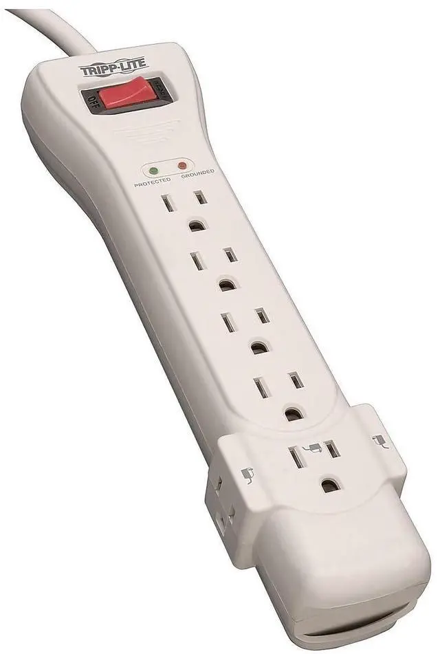 Alt view image 9 of 14 - Series SUPER7 Flat Plug Power Strip Surge Protector, 7 Outlets, 7ft Extension Cord, 2160 Joules, UL Listed & Certified, White, Lifetime Manufacturer's Warranty & $75,000 Insurance