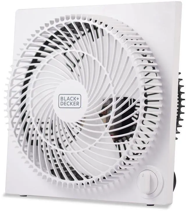 Alt view image 8 of 14 - 9-Inch Frameless Box Fan, Freestanding Desk Fan with 3-Speed Settings, Portable Fan for Home Office or Garage, BFB09W, White