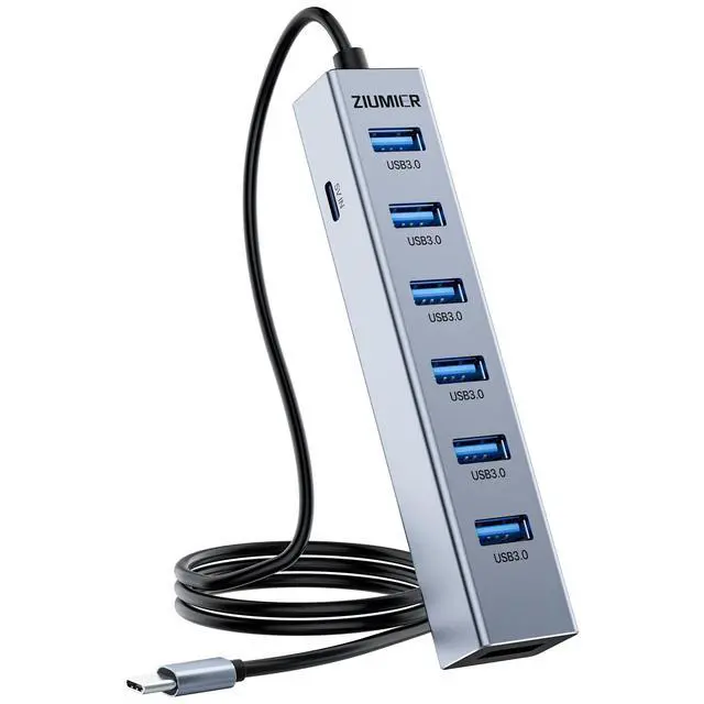 Alt view image 8 of 14 - USB C HUB,7 Port USB C to USB Hub,Aluminum Alloy USB 3.0 Data Port, 5Gbps USB Splitter Compatible for Laptop, MacBook, iPad, Surface Pro, XPS