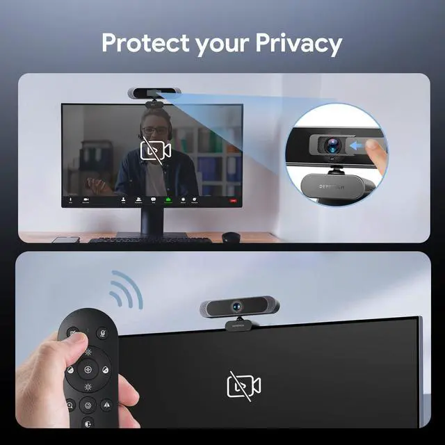 Alt view image 13 of 14 - 4K Webcam, Ultra HD 1/2.55'' Sony Sensor, 3X Digital Zoom, Dual Noise-Canceling Microphones, Remote Control, Auto Focus, Streaming Webcam for PC, Mac, Laptop, Video Call, Zoom, Skype, Teams