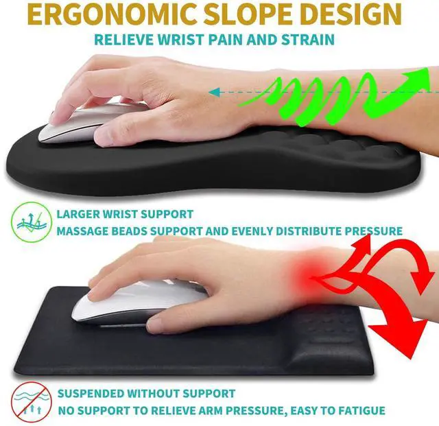 Alt view image 11 of 12 - 2 in 1 Ergonomic Mouse Pad Wrist Support & Wrist Rest for Computer Keyboard Set, with Relieve Carpal Tunnel Pain Massage Bulge and Full Memory Gel Design (2In1 Set, Black)