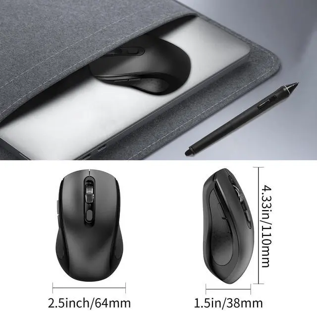 Alt view image 13 of 14 - Wireless Mouse Ergonomic, Side Buttons Mouse, 2400 DPI, Silent and Anti Slip Roller Cordless Mice, 2.4Ghz with USB Receiver, 6 Buttons, Suitable for Laptop PC Chromebook and Windows 11/10/7 - Black