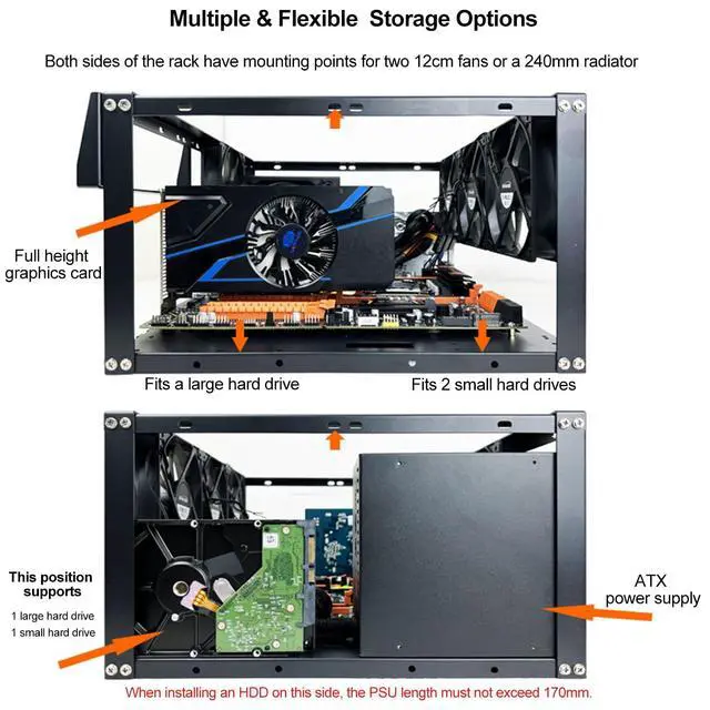 Alt view image 10 of 12 - PC Test Bench,Open Air PC Case,Open Frame Computer Chassis, DIY Stackable Techbench Server Rack Mount PC Case for ATX MATX ETAX X79 X99 X10DRL-I X12DPI-N6 Micro ATX Motherboards