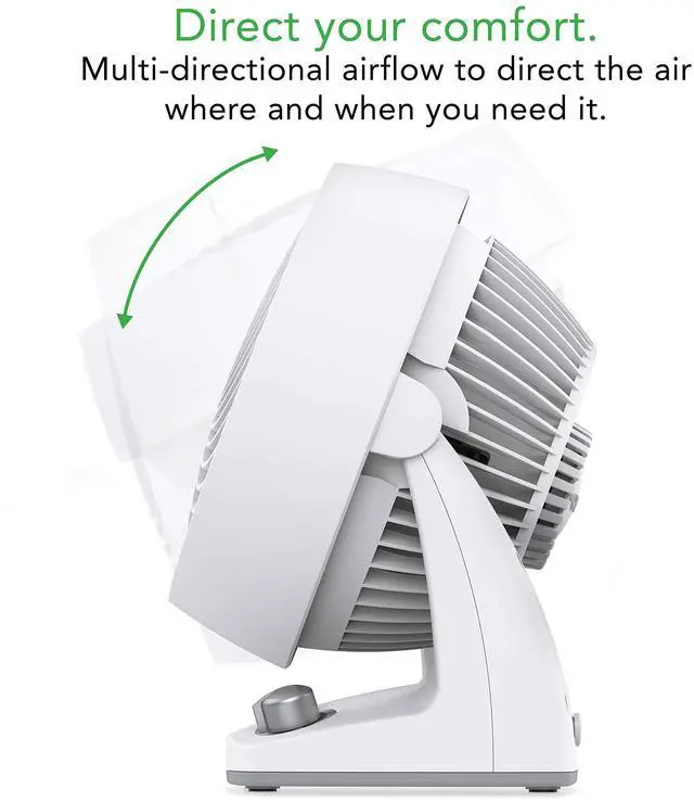 Alt view image 8 of 12 - 133DC Energy Smart Compact Air Circulator with Variable Speed Control, DC Motor, Adjustable Tilt, Quiet Operation for Bedroom, Office, and Home Use, White