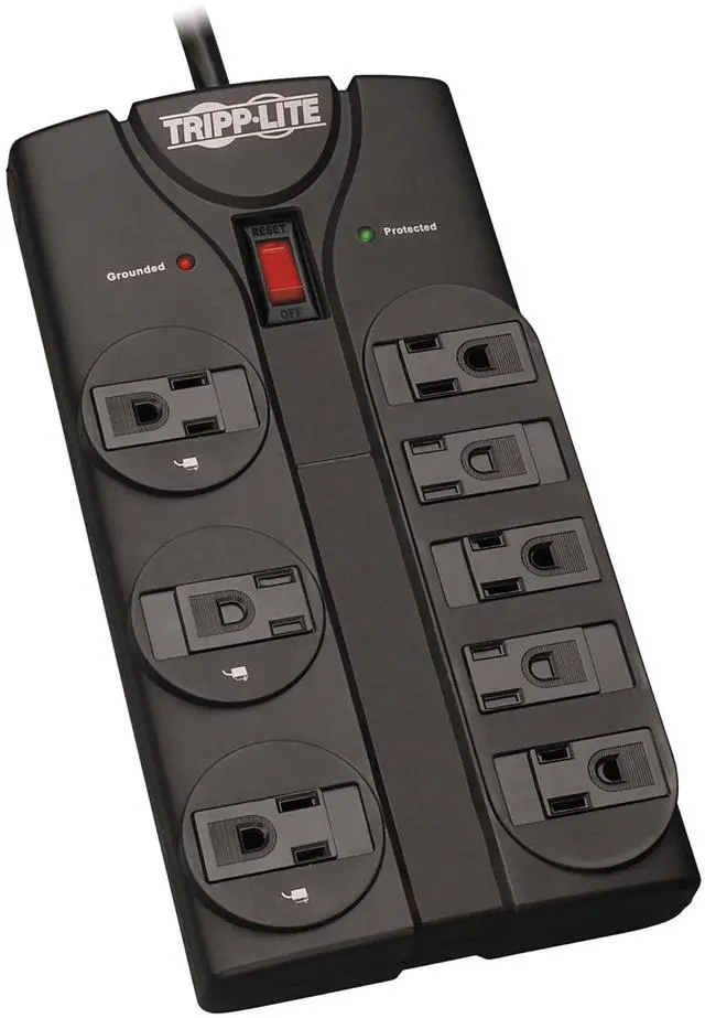 Alt view image 8 of 14 - Series TLP808B 8 Outlet Surge Protector Power Strip with Flat Plug, 1440 Joule Rating, Black, UL Listed & Certified, 8ft Extension Cord with Multiple Outlets for Home Office