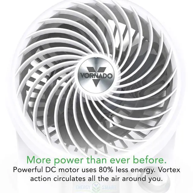 Alt view image 10 of 12 - 133DC Energy Smart Compact Air Circulator with Variable Speed Control, DC Motor, Adjustable Tilt, Quiet Operation for Bedroom, Office, and Home Use, White