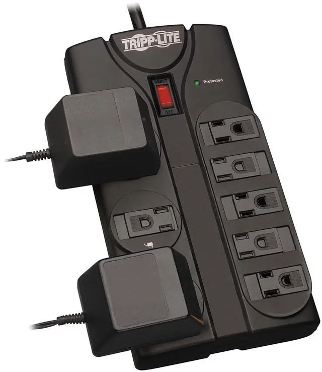 Alt view image 9 of 14 - Series TLP808B 8 Outlet Surge Protector Power Strip with Flat Plug, 1440 Joule Rating, Black, UL Listed & Certified, 8ft Extension Cord with Multiple Outlets for Home Office