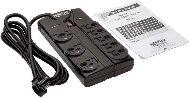 Alt view image 10 of 14 - Series TLP808B 8 Outlet Surge Protector Power Strip with Flat Plug, 1440 Joule Rating, Black, UL Listed & Certified, 8ft Extension Cord with Multiple Outlets for Home Office
