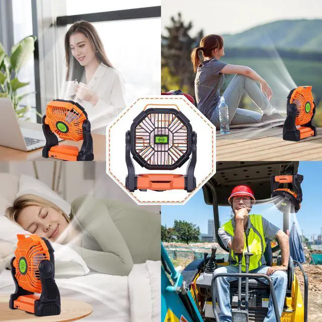 Alt view image 14 of 14 - Portable Fan Rechargeable Battery Powered Fan,270°Pivot Cordless Battery Operated Camping Fans with LED Light & Hook,USB Personal Fans Outdoor Camping Essentials for Tent Beach Travel Reading