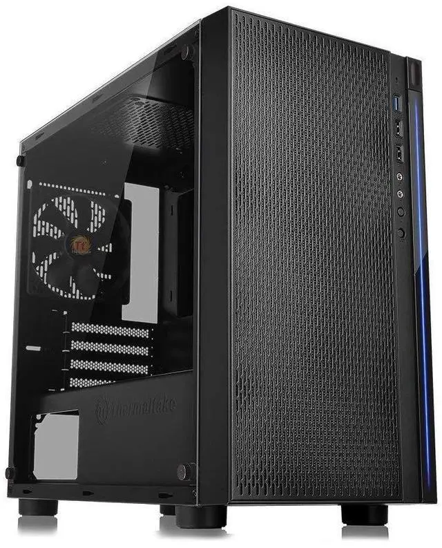 Alt view image 8 of 14 - H18 Tempered Glass Black Spcc Micro ATX Mini Tower Gaming Computer Case CA-1J4-00S1WN-01