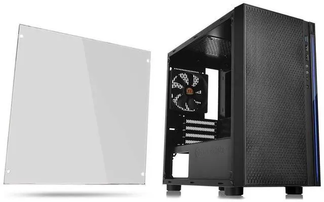 Alt view image 9 of 14 - H18 Tempered Glass Black Spcc Micro ATX Mini Tower Gaming Computer Case CA-1J4-00S1WN-01