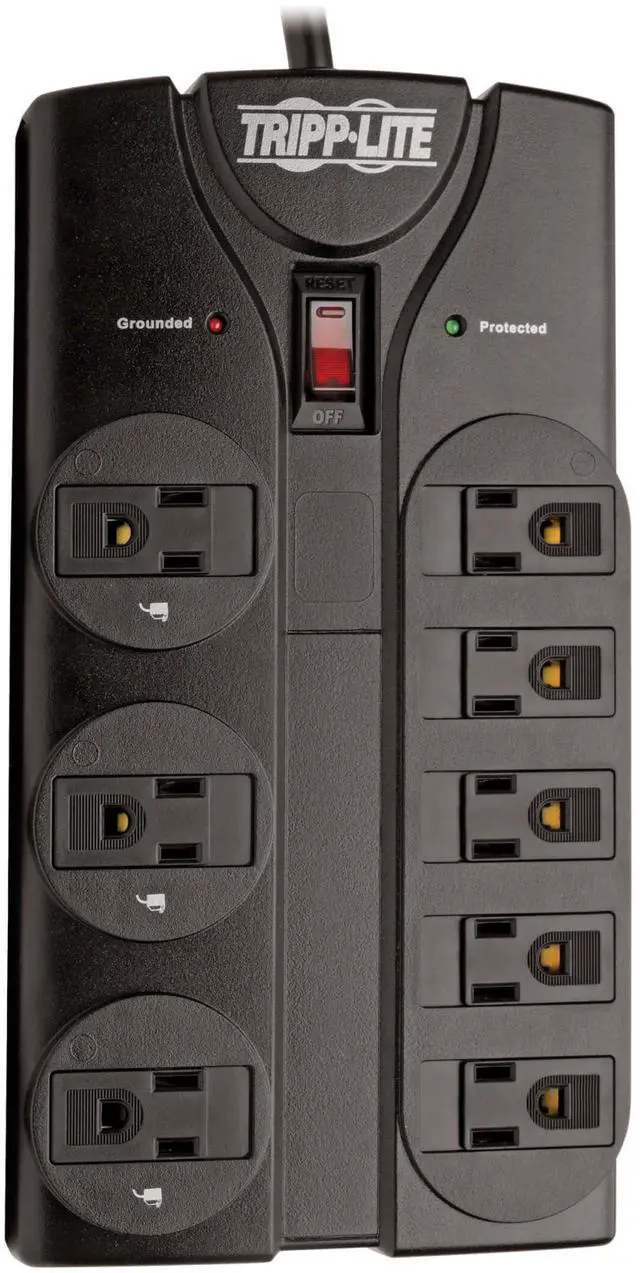 Alt view image 11 of 14 - Series TLP808B 8 Outlet Surge Protector Power Strip with Flat Plug, 1440 Joule Rating, Black, UL Listed & Certified, 8ft Extension Cord with Multiple Outlets for Home Office