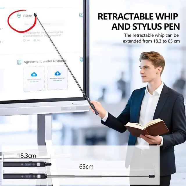 Alt view image 12 of 14 - N21 Bluetooth Presentation Clicker with Telescopic Teaching Pointer, Presentation Remote with Retractable Stick for PowerPiont, Wireless Presenter, Slide Advancer (Black - Red Pointer)
