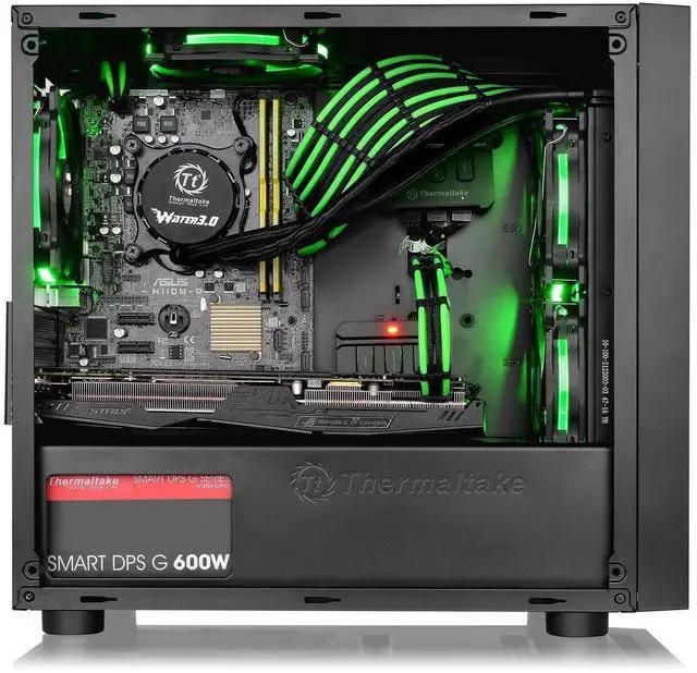 Alt view image 13 of 14 - H18 Tempered Glass Black Spcc Micro ATX Mini Tower Gaming Computer Case CA-1J4-00S1WN-01