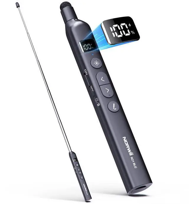 Alt view image 8 of 14 - N21 Bluetooth Presentation Clicker with Telescopic Teaching Pointer, Presentation Remote with Retractable Stick for PowerPiont, Wireless Presenter, Slide Advancer (Black - Red Pointer)