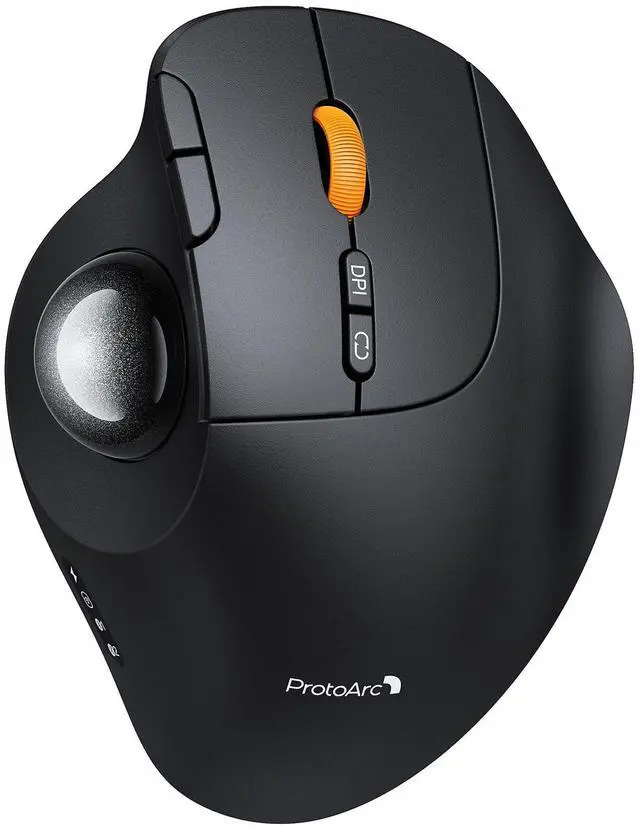 Alt view image 8 of 14 - Wireless Bluetooth Trackball Mouse, EM02 Two Adjustable Angle Ergonomic Rechargeable Computer Ball Mouse, 3 Device Connection, Thumb Control and Smooth Tracking for Laptop, PC, Mac-Gray