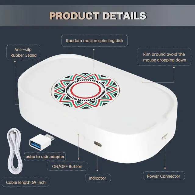 Alt view image 8 of 12 - Mouse Jiggler, Undetectable Mouse Mover Shaker Simulator for Computer Laptop Awakening, Keeps PC Active, No Software, Driver-Free with USB C to USB Adapter