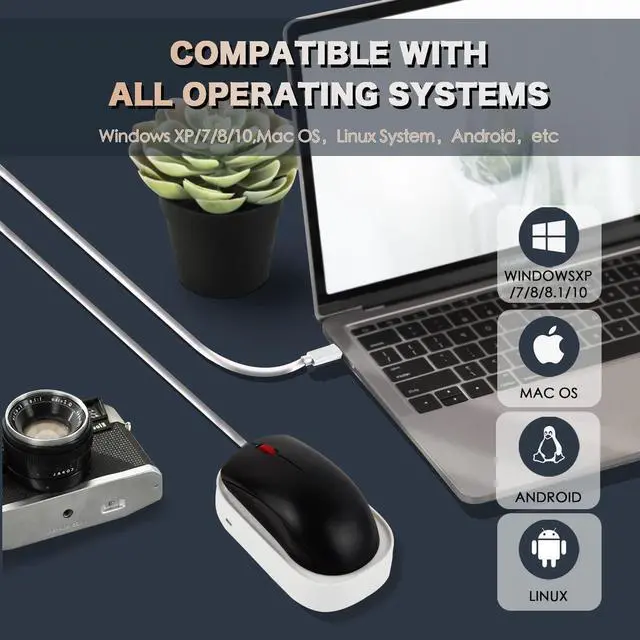 Alt view image 10 of 12 - Mouse Jiggler, Undetectable Mouse Mover Shaker Simulator for Computer Laptop Awakening, Keeps PC Active, No Software, Driver-Free with USB C to USB Adapter
