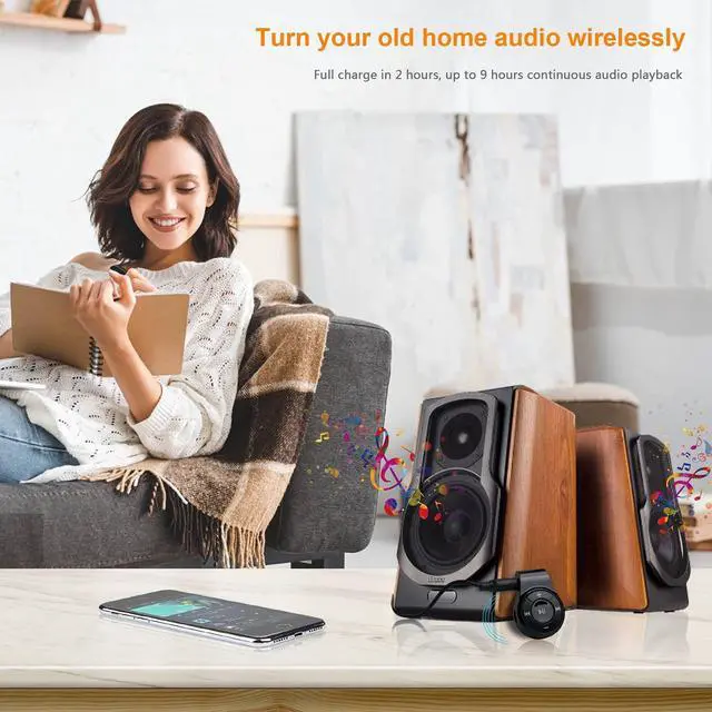 Alt view image 10 of 13 - Bluetooth Receiver/Car Kit, Clip Wireless Audio Receiver for Headphones car Audio,Wireless Adapter Support Hands-Free Calling,Bluetooth 5.0 Low Latency for Music(Glossy Black).